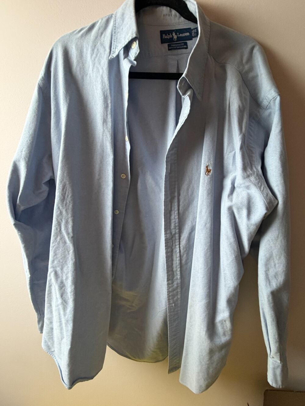 Ralph Lauren Yarmouth Oxford Shirt Men's 17 34/35 XL Blue Pony Button Down